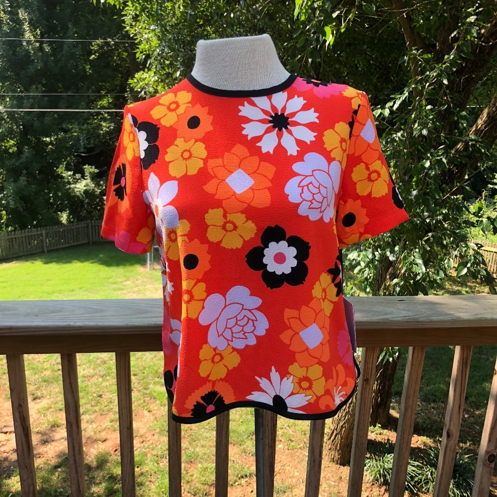 Victoria Beckham Orange Flower Shirt, NWT, XS - Picture 1 of 3